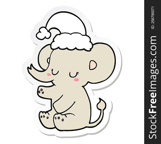 Sticker Of A Cute Christmas Elephant