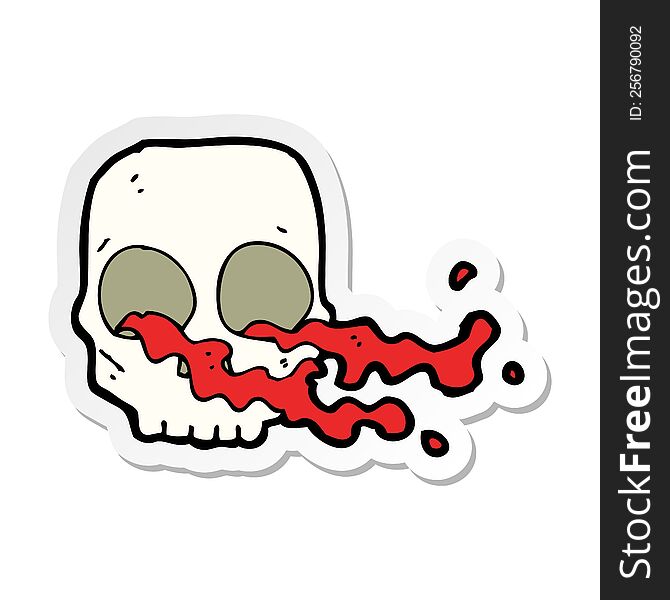 Sticker Of A Cartoon Gross Skull