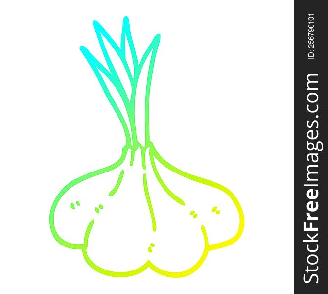Cold Gradient Line Drawing Cartoon Garlic Bulb