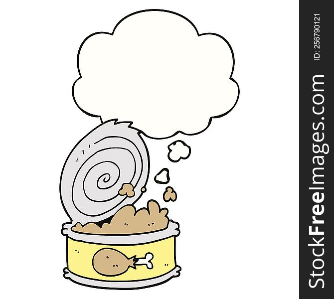 cartoon canned food with thought bubble. cartoon canned food with thought bubble