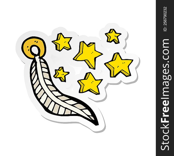 sticker of a cartoon lucky charm feather