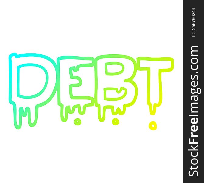 Cold Gradient Line Drawing Cartoon Debt Sign