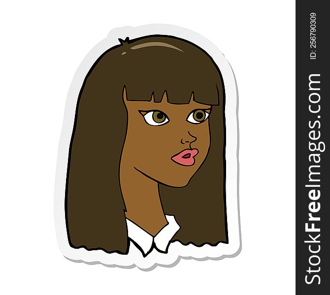 sticker of a cartoon pretty girl with long hair