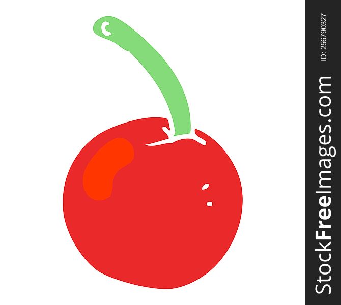 Flat Color Illustration Of A Cartoon Cherry