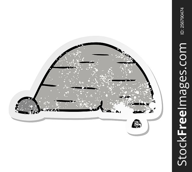 Distressed Sticker Cartoon Doodle Of Grey Stone Boulder