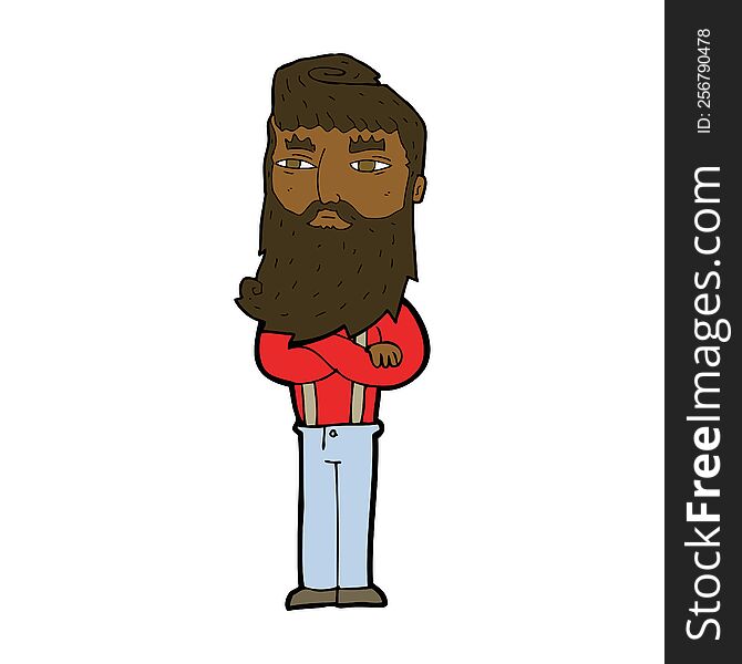 Cartoon Serious Man With Beard