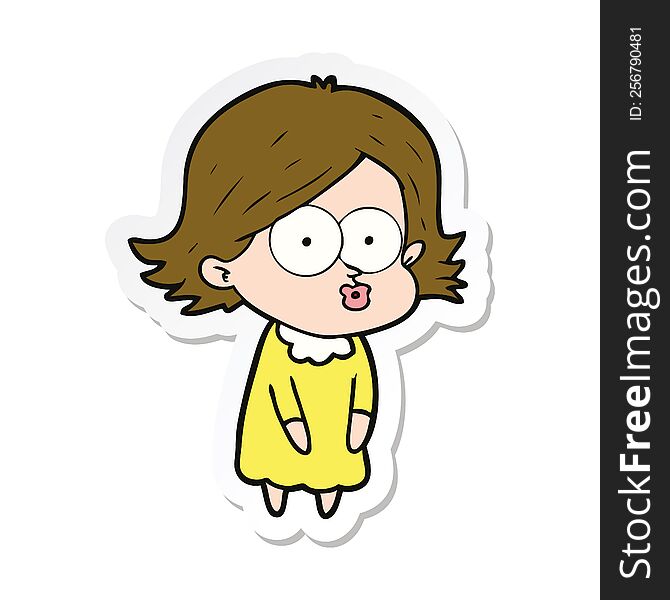 sticker of a cartoon girl pouting