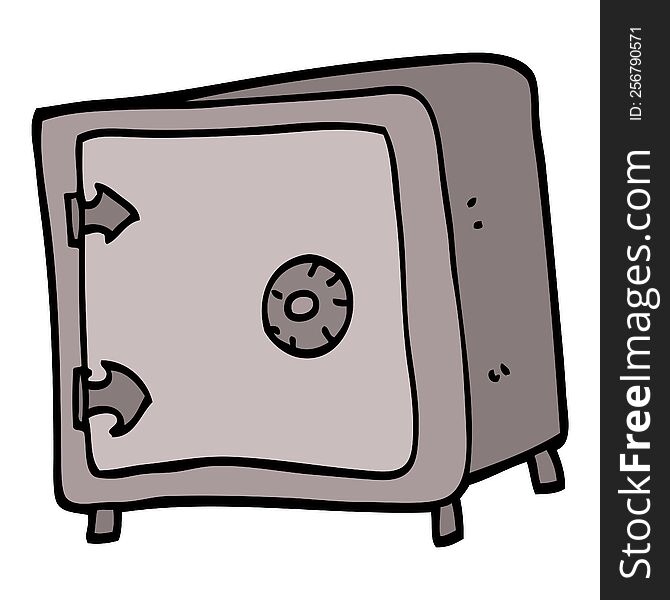 hand drawn doodle style cartoon old safe