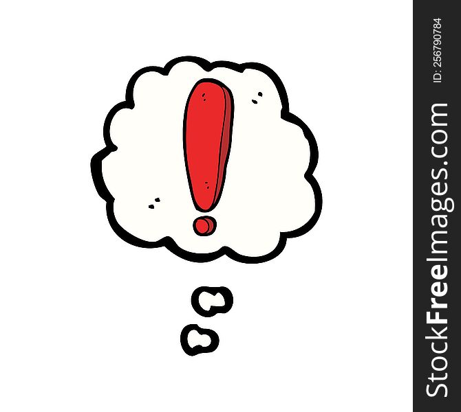 cartoon exclamation mark with thought bubble