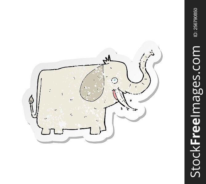 Retro Distressed Sticker Of A Cartoon Happy Elephant