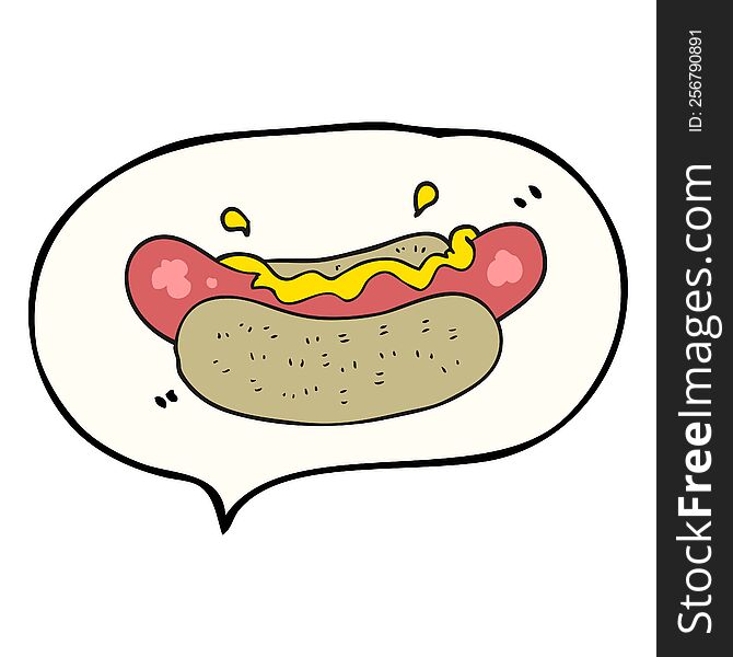 freehand drawn speech bubble cartoon hotdog