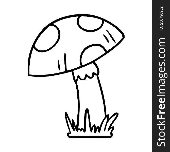 hand drawn line drawing doodle of a toad stool