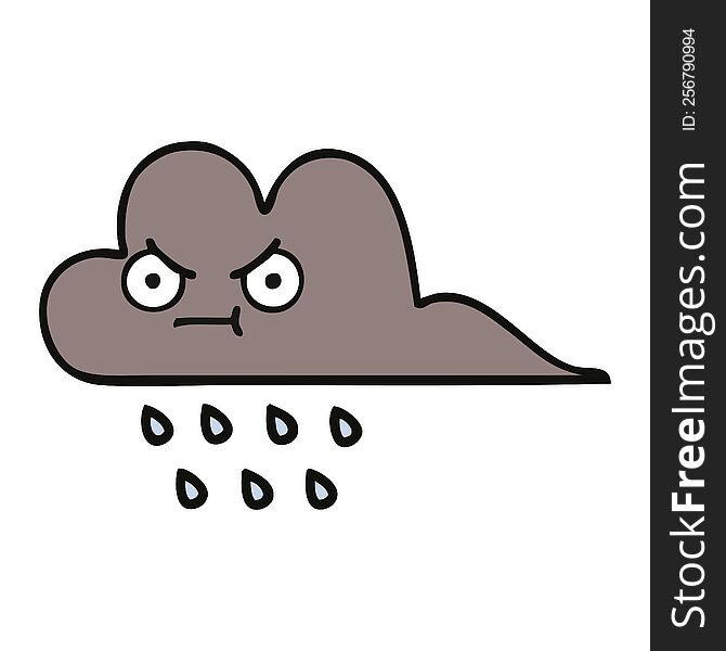 cute cartoon of a storm rain cloud