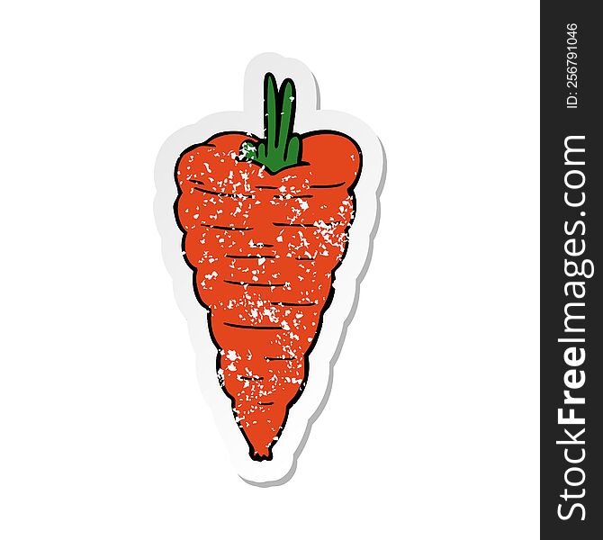 distressed sticker of a cartoon carrot