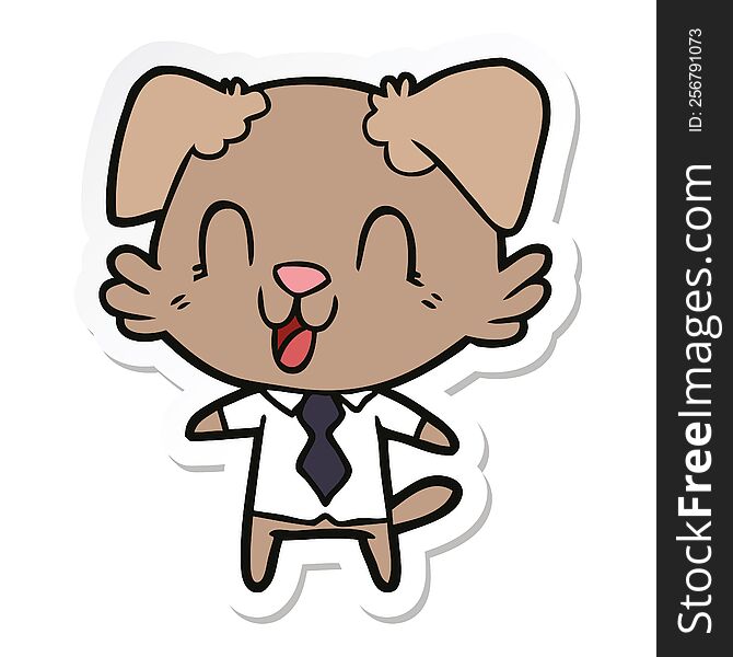 sticker of a laughing cartoon dog manager