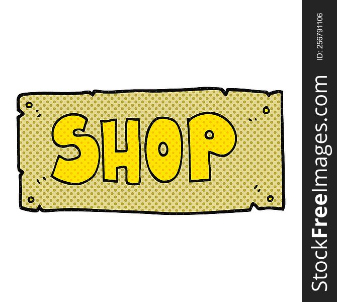 freehand drawn cartoon shop sign