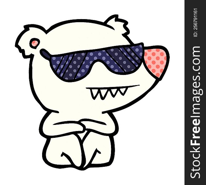 cool polar bear cartoon sitting. cool polar bear cartoon sitting