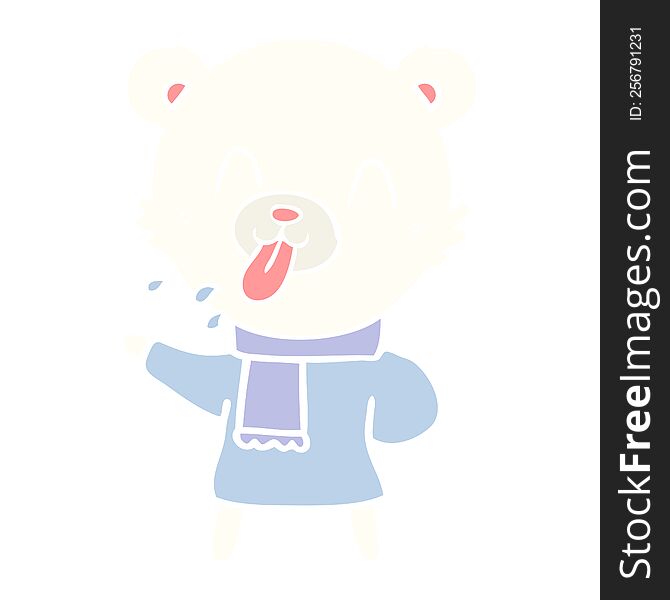 Rude Flat Color Style Cartoon Bear