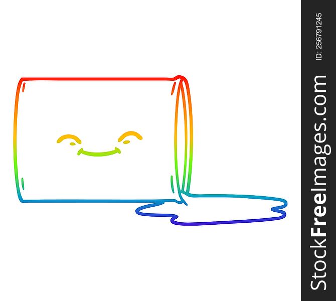 Rainbow Gradient Line Drawing Cartoon Happy Oil Drum