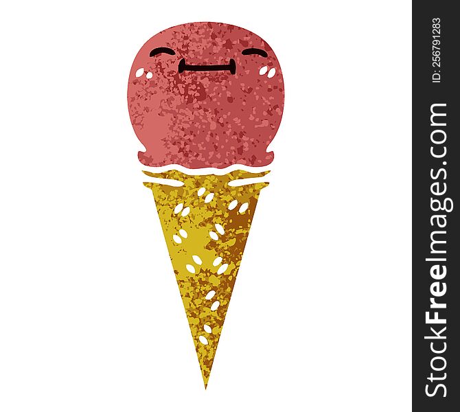 retro illustration style quirky cartoon happy ice cream. retro illustration style quirky cartoon happy ice cream