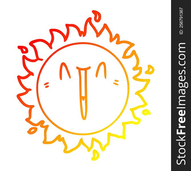 Warm Gradient Line Drawing Happy Cartoon Sun