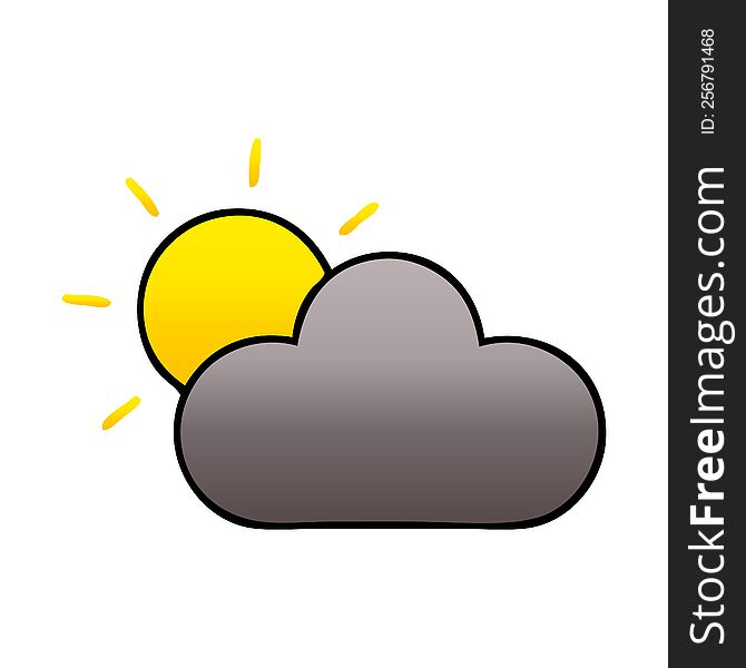 Gradient Shaded Cartoon Sun And Storm Cloud