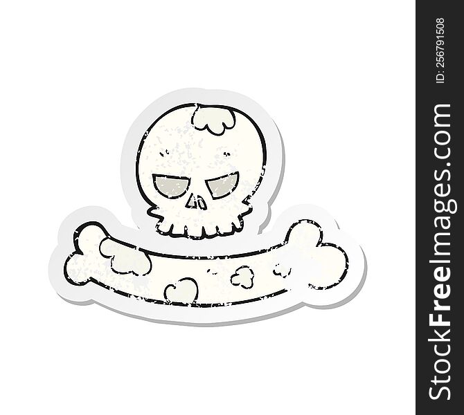 retro distressed sticker of a cartoon skull and bone symbol