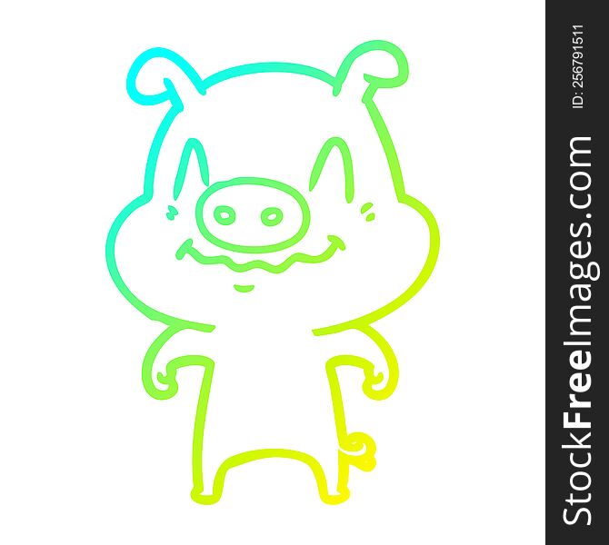Cold Gradient Line Drawing Nervous Cartoon Pig