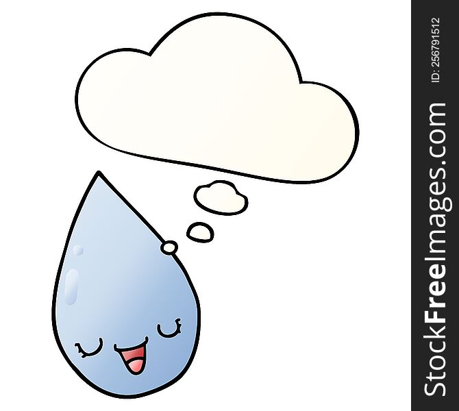 cartoon raindrop with thought bubble in smooth gradient style
