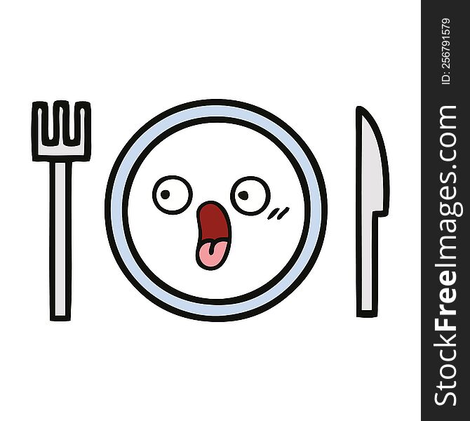 cute cartoon of a dinner plate. cute cartoon of a dinner plate