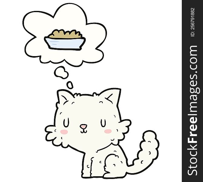 cartoon cat and food with thought bubble. cartoon cat and food with thought bubble