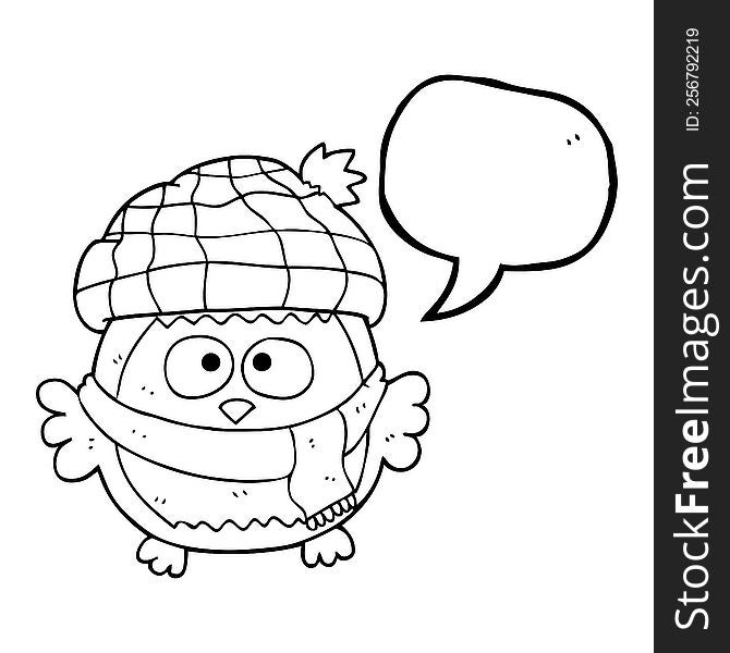 Speech Bubble Cartoon Cute Little Owl
