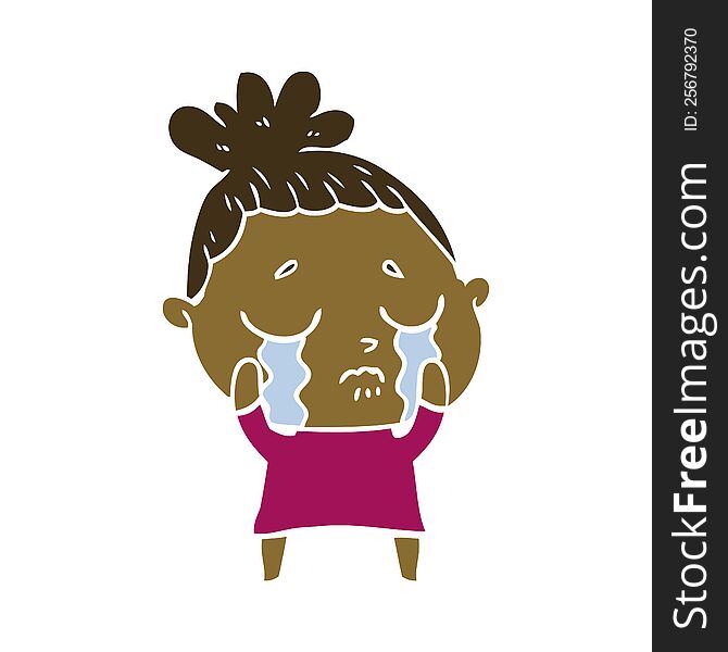 flat color style cartoon crying woman