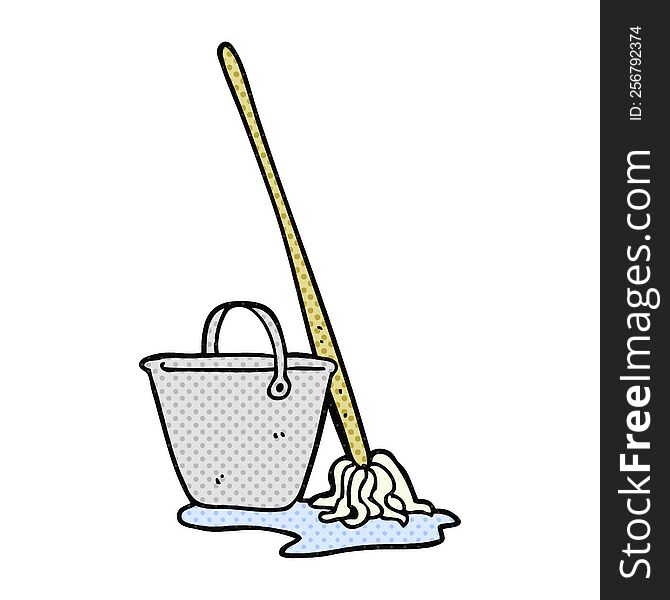 Cartoon Mop And Bucket