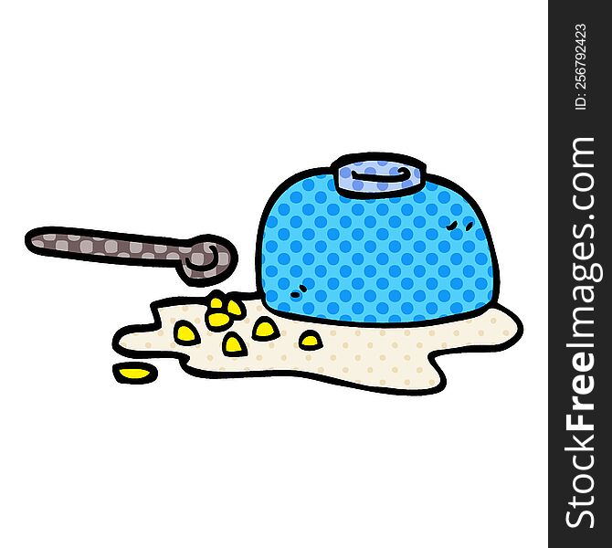 cartoon doodle spilt cereal bowl
