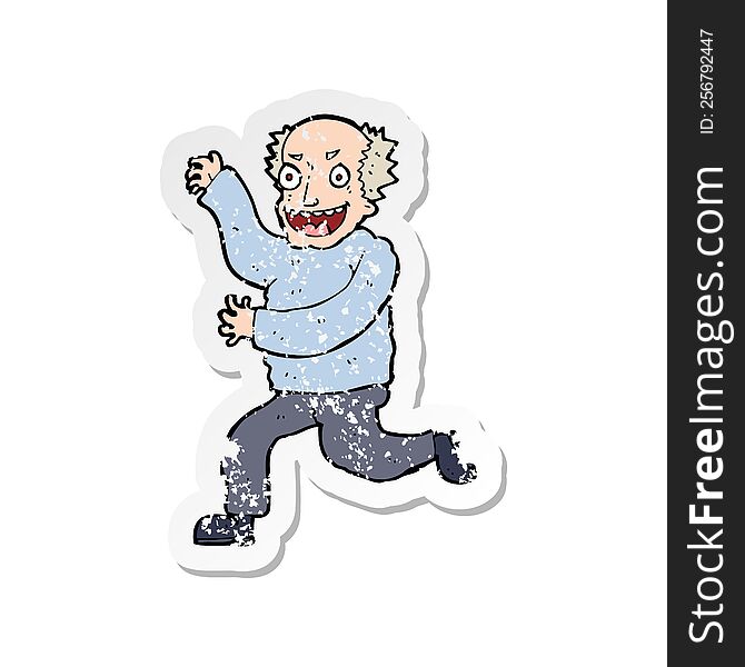 retro distressed sticker of a cartoon evil old man