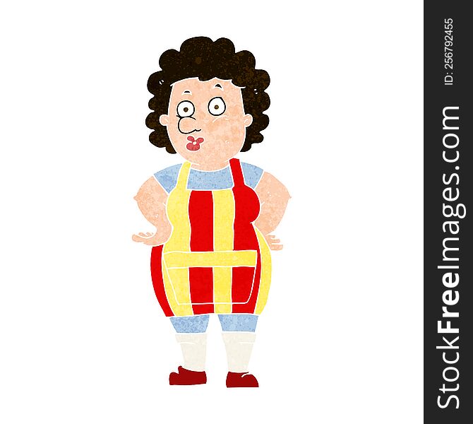 Cartoon Woman In Kitchen Apron