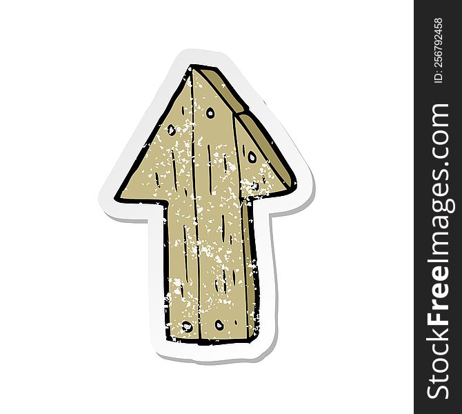 retro distressed sticker of a cartoon wooden direction arrow