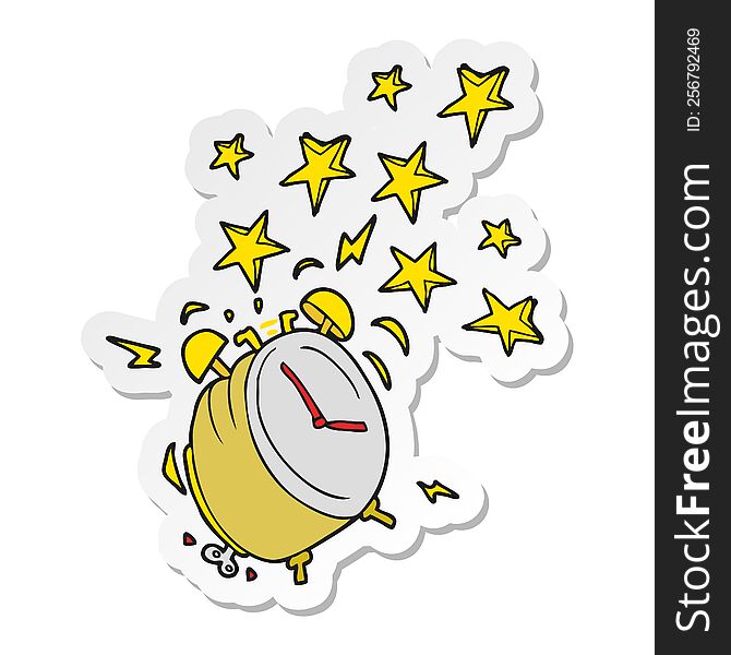 Sticker Of A Cartoon Ringing Alarm Clock