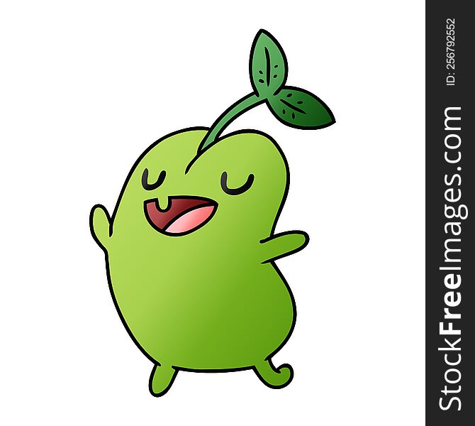 gradient cartoon illustration kawaii cute sprouting bean. gradient cartoon illustration kawaii cute sprouting bean