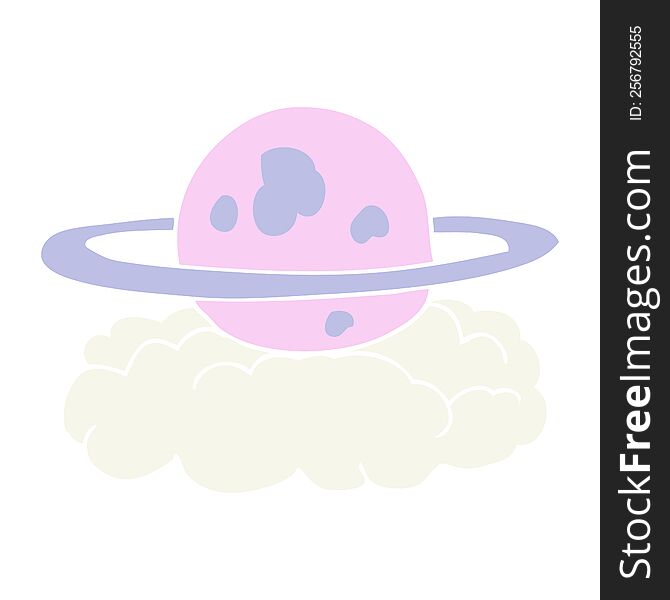 Flat Color Illustration Of A Cartoon Alien Planet