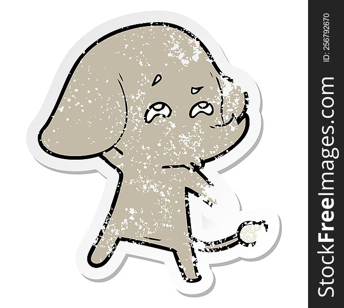 Distressed Sticker Of A Cartoon Elephant Remembering