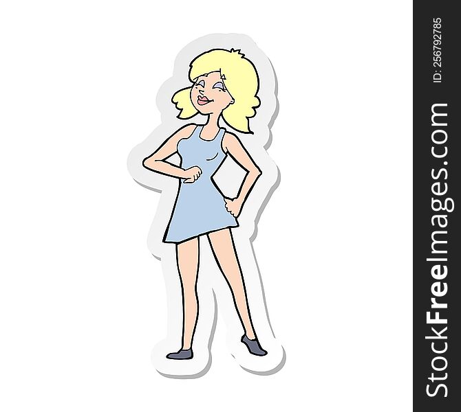 Sticker Of A Cartoon Proud Woman