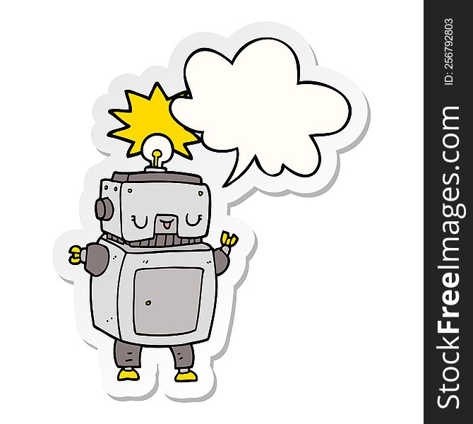 Cartoon Robot And Speech Bubble Sticker