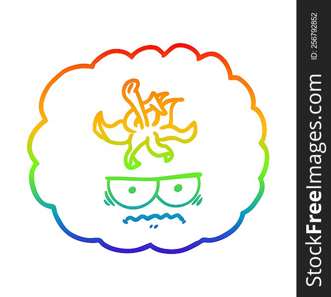 Rainbow Gradient Line Drawing Cartoon Angry Tomato