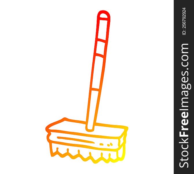 warm gradient line drawing of a cartoon sweeping brush