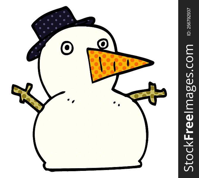 Cartoon Doodle Funny Snowman