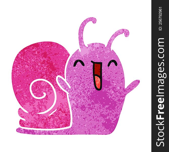 Retro Cartoon Kawaii Happy Cute Snail