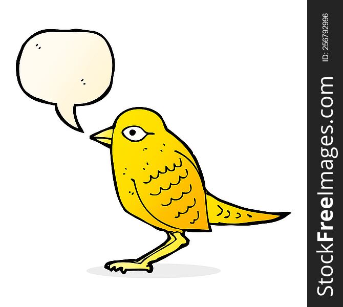 Cartoon Garden Bird With Speech Bubble