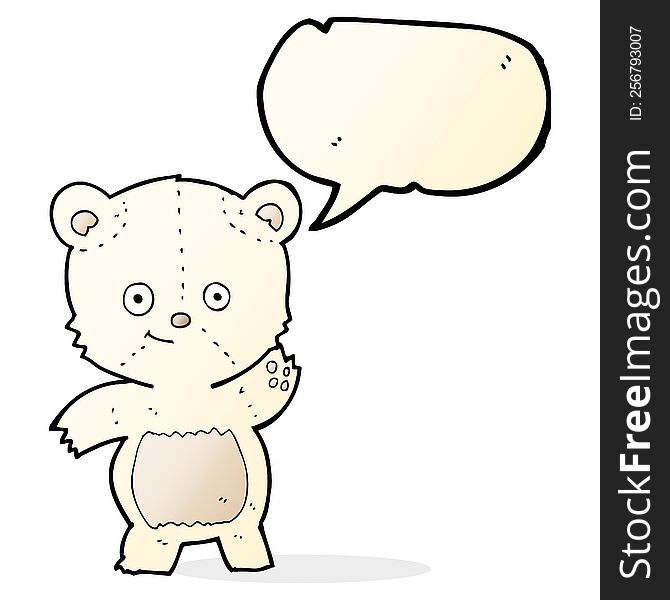 Cartoon Waving Polar Bear With Speech Bubble